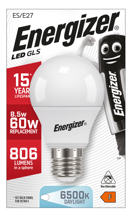 Energizer 8.2W 806lm E27 ES GLS LED Bulb Opal Daylight 6500K - westbasedirect.com