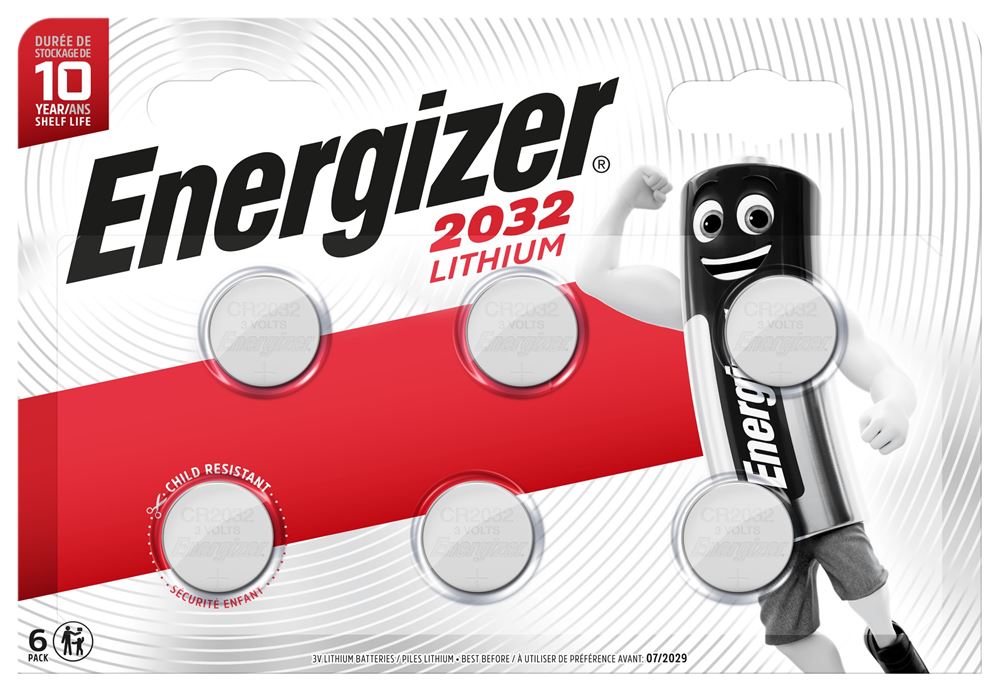 Energizer E301626300 Lithium Coin CR2032 | 6 Pack - westbasedirect.com
