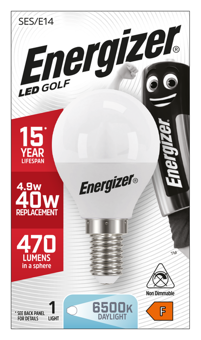 Energizer 5.2W 470lm E14 SES Golf LED Bulb Opal Daylight 6500K - westbasedirect.com