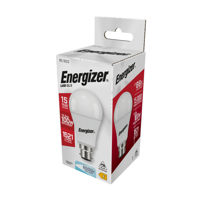 Energizer 13.2W 1521lm B22 BC GLS LED Bulb Opal Daylight 6500K - westbasedirect.com