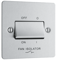 BG SBS15 Flatplate Screwed Fan Isolator Switch TP 10A - Brushed Steel
