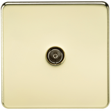 Knightsbridge SF0100PB Screwless 1G TV Outlet (Non-Isolated) - Polished Brass - westbasedirect.com