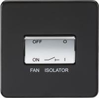 Knightsbridge SF1100MB Screwless 10AX 3 Pole Fan Isolator Switch - Matt Black + Chrome Rocker