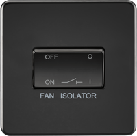 Knightsbridge SF1100MBB Screwless 10AX 3 Pole Fan Isolator Switch - Matt Black + Black Rocker