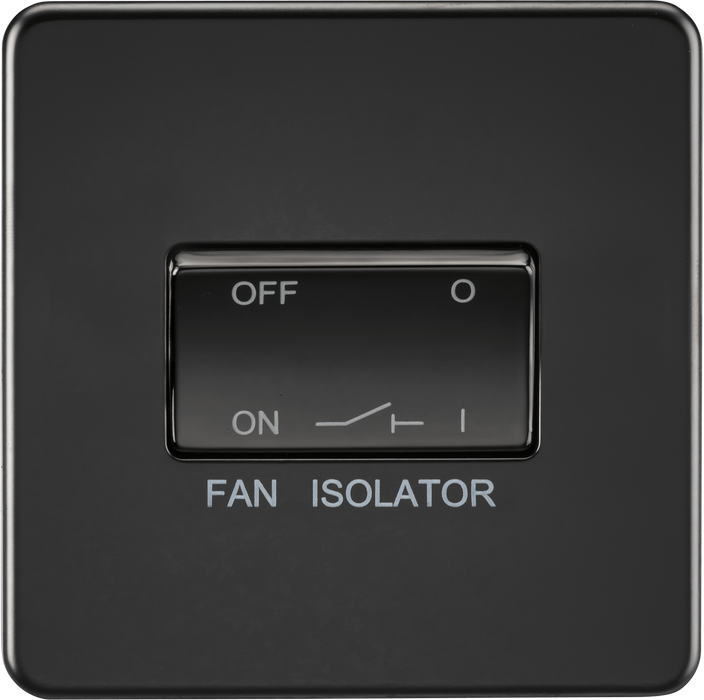 Knightsbridge SF1100MBB Screwless 10AX 3 Pole Fan Isolator Switch - Matt Black + Black Rocker - westbasedirect.com