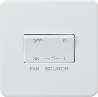 Knightsbridge SF1100MW Screwless 10AX 3 Pole Fan Isolator Switch - Matt White