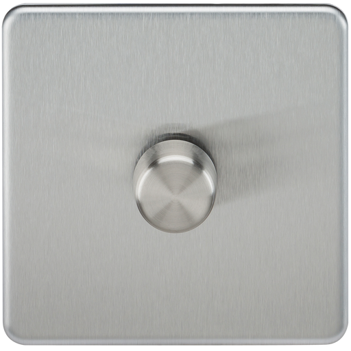 Knightsbridge SF2181BC Screwless 1G 2-Way 10-200W (5-150W LED) Trailing Edge Dimmer - Brushed Chrome - westbasedirect.com