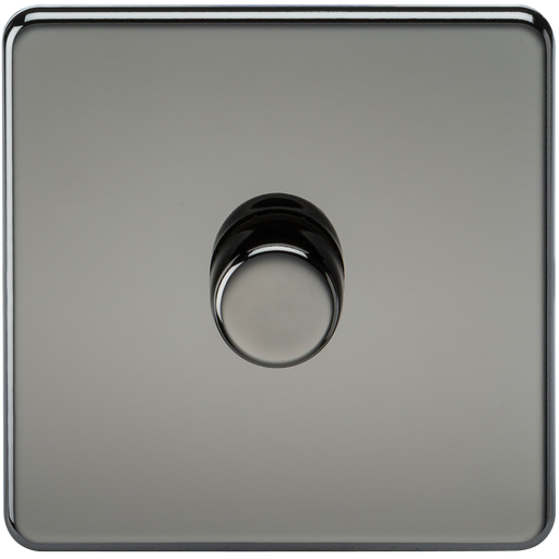 Knightsbridge SF2181BN Screwless 1G 2-Way 10-200W (5-150W LED) Trailing Edge Dimmer - Black Nickel - westbasedirect.com