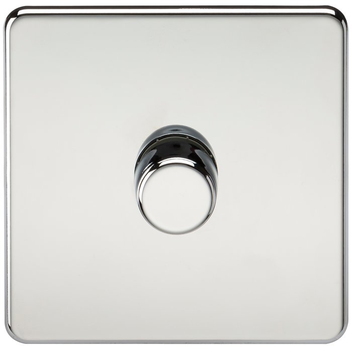 Knightsbridge SF2181PC Screwless 1G 2-Way 10-200W (5-150W LED) Trailing Edge Dimmer - Polished Chrome - westbasedirect.com