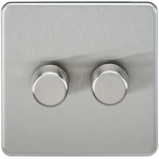 Knightsbridge SF2182BC Screwless 2G 2-Way 10-200W (5-150W LED) Trailing Edge Dimmer - Brushed Chrome - westbasedirect.com