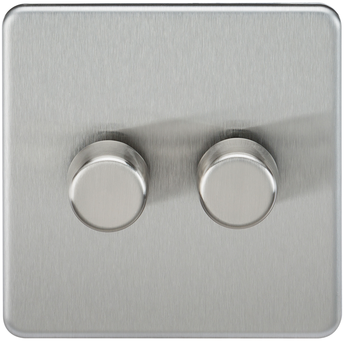 Knightsbridge SF2182BC Screwless 2G 2-Way 10-200W (5-150W LED) Trailing Edge Dimmer - Brushed Chrome - westbasedirect.com