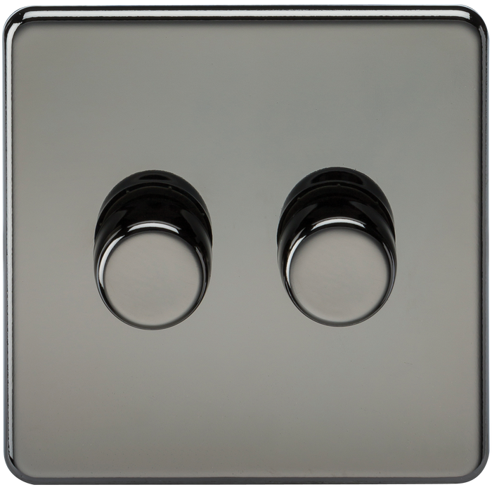 Knightsbridge SF2182BN Screwless 2G 2-Way 10-200W (5-150W LED) Trailing Edge Dimmer - Black Nickel - westbasedirect.com