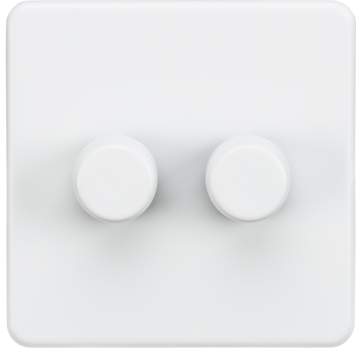 Knightsbridge SF2182MW Screwless 2G 2-Way 10-200W (5-150W LED) Trailing Edge Dimmer - Matt White - westbasedirect.com