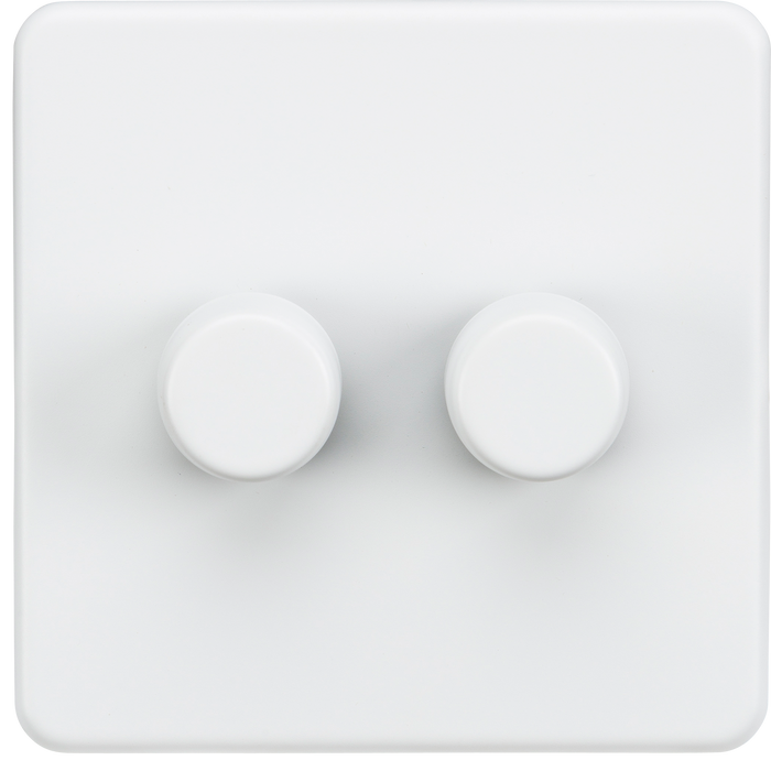 Knightsbridge SF2182MW Screwless 2G 2-Way 10-200W (5-150W LED) Trailing Edge Dimmer - Matt White - westbasedirect.com