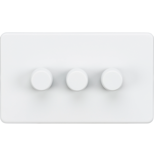 Knightsbridge SF2183MW Screwless 3G 2-Way 10-200W (5-150W LED) Trailing Edge Dimmer - Matt White - westbasedirect.com