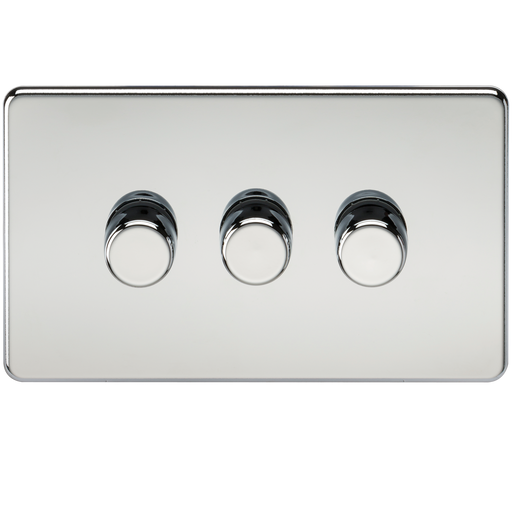 Knightsbridge SF2183PC Screwless 3G 2-Way 10-200W (5-150W LED) Trailing Edge Dimmer - Polished Chrome - westbasedirect.com