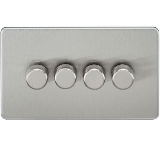 Knightsbridge SF2184BC Screwless 4G 2-Way 10-200W (5-150W LED) Trailing Edge Dimmer - Brushed Chrome - westbasedirect.com