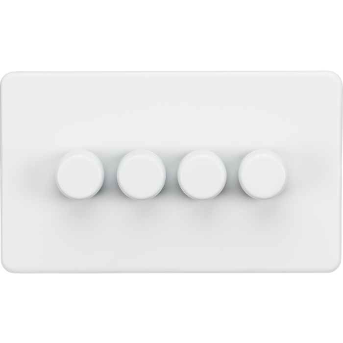 Knightsbridge SF2184MW Screwless 4G 2-Way 10-200W (5-150W LED) Trailing Edge Dimmer - Matt White - westbasedirect.com