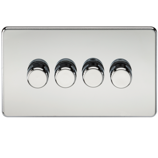 Knightsbridge SF2184PC Screwless 4G 2-Way 10-200W (5-150W LED) Trailing Edge Dimmer - Polished Chrome - westbasedirect.com