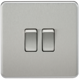 Knightsbridge SF3000BC Screwless 10AX 2G 2-Way Switch - Brushed Chrome - westbasedirect.com