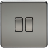 Knightsbridge SF3000BN Screwless 10AX 2G 2-Way Switch - Black Nickel - westbasedirect.com