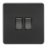 Knightsbridge SF3000MBB Screwless 10AX 2G 2-Way Switch - Matt Black + Black Rockers - westbasedirect.com