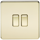 Knightsbridge SF3000PB Screwless 10AX 2G 2-Way Switch - Polished Brass - westbasedirect.com