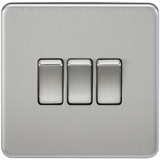 Knightsbridge SF4000BC Screwless 10AX 3G 2-Way Switch - Brushed Chrome - westbasedirect.com