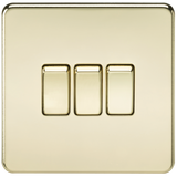 Knightsbridge SF4000PB Screwless 10AX 3G 2-Way Switch - Polished Brass - westbasedirect.com