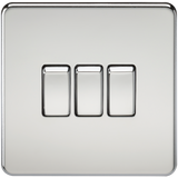 Knightsbridge SF4000PC Screwless 10AX 3G 2-Way Switch - Polished Chrome - westbasedirect.com