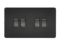 Knightsbridge SF4100MBB Screwless 10AX 4G 2-Way Switch - Matt Black + Black Rocker