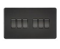 Knightsbridge SF4200MBB Screwless 10AX 6G 2-Way Switch - Matt Black + Black Rocker
