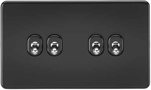 Knightsbridge SF4TOGMB Screwless 10AX 4G 2-Way Toggle Switch - Matt Black + Chrome Toggles - westbasedirect.com