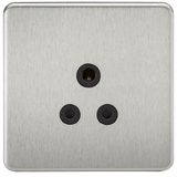 Knightsbridge SF5ABC Screwless 5A Unswitched Socket - Brushed Chrome + Black Insert - westbasedirect.com