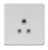 Knightsbridge SF5ABCG Screwless 5A Unswitched Round Socket - Brushed Chrome + Grey Insert - westbasedirect.com