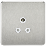 Knightsbridge SF5ABCW Screwless 5A Unswitched Socket - Brushed Chrome + White Insert - westbasedirect.com