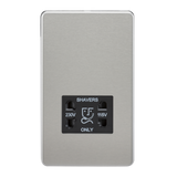 Knightsbridge SF8900BC Screwless 115V/230V Dual Voltage Shaver Socket - Brushed Chrome - westbasedirect.com
