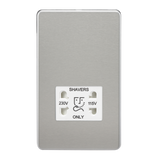 Knightsbridge SF8900BCW Screwless 115V/230V Dual Voltage Shaver Socket - Brushed Chrome + White Insert - westbasedirect.com