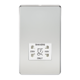 Knightsbridge SF8900PCW Screwless 115V/230V Dual Voltage Shaver Socket - Polished Chrome + White Insert - westbasedirect.com