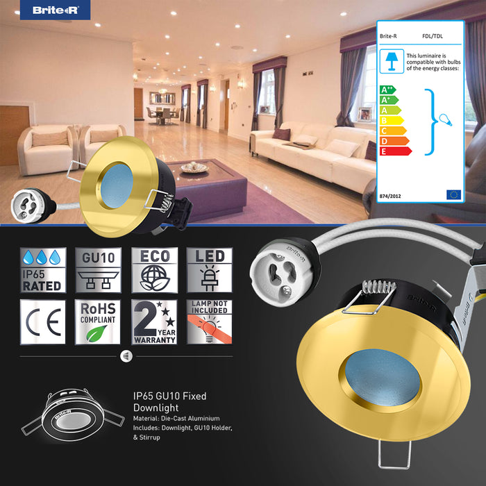 Brite-R SFDL IP65 Fixed Downlight Gold - westbasedirect.com