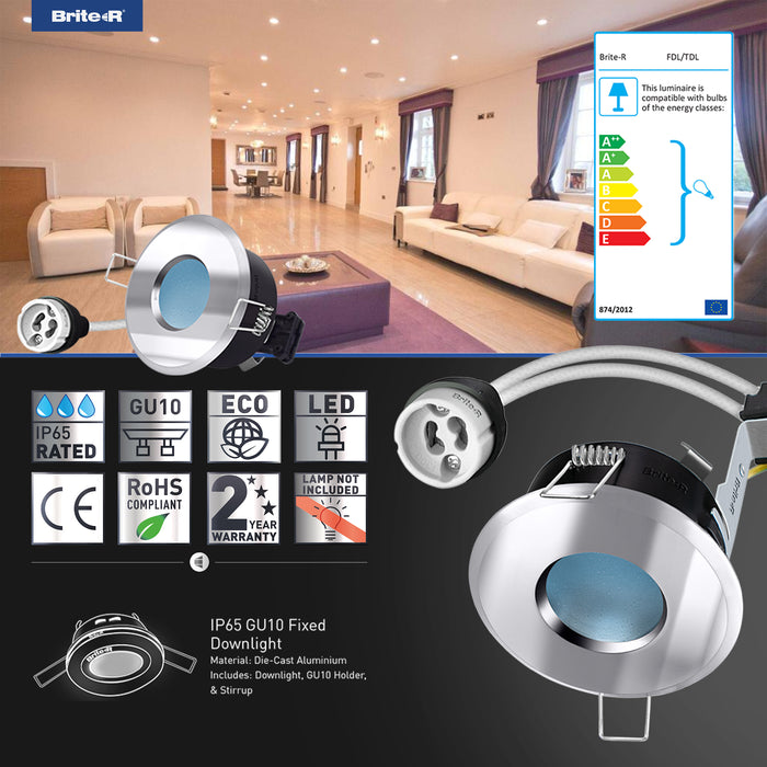 Brite-R SFDL IP65 Fixed Downlight Polished Chrome - westbasedirect.com