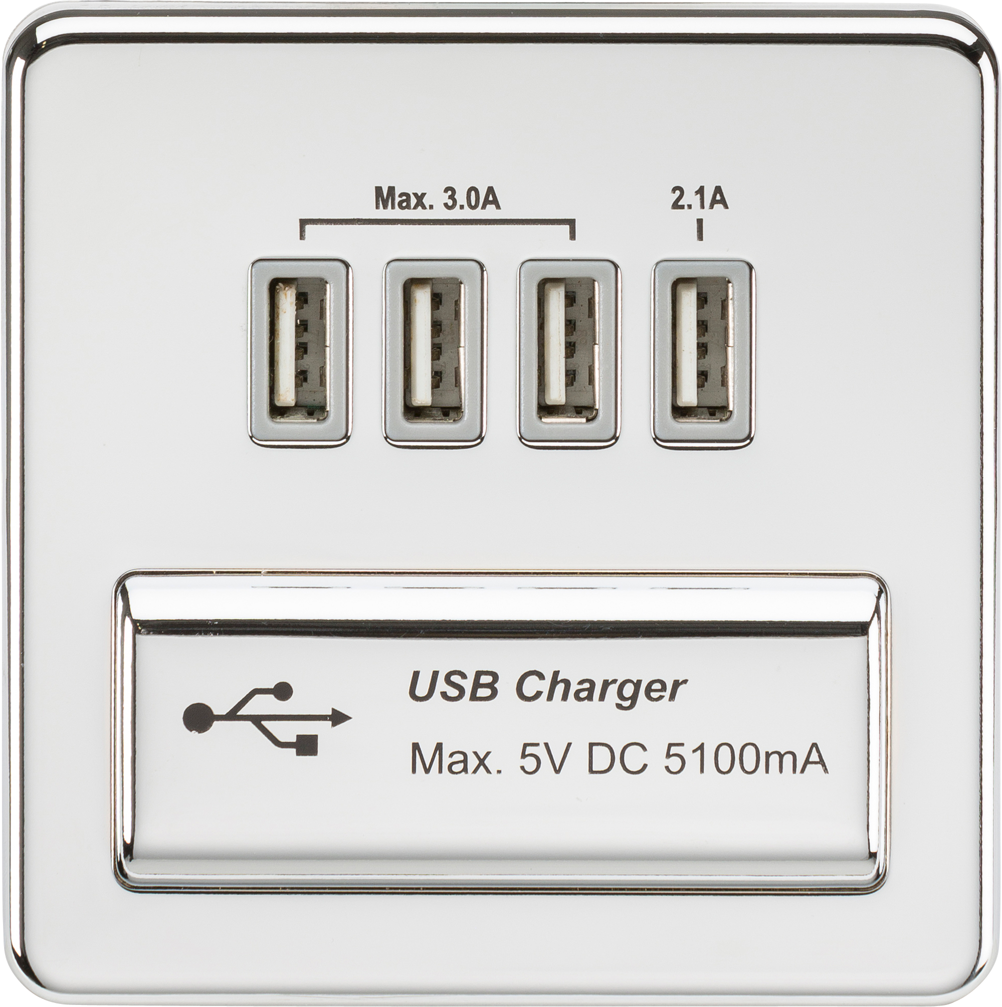Knightsbridge SFQUADPCG Screwless Quad USB Charger Outlet 5.1A - Polis ...