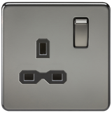 Knightsbridge SFR7000BN Screwless 13A 1G DP Switched Socket - Black Nickel + Black Insert - westbasedirect.com