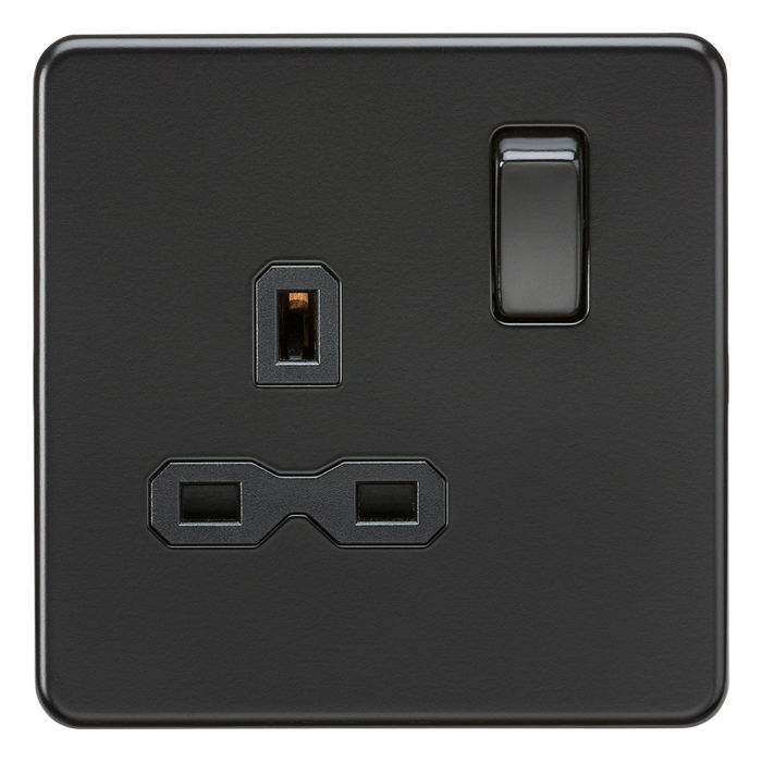 Knight Drive Socket Knightsbridge SFR7000MBB Screwless 13A 1G DP Switched Socket - Matt Bl ...