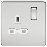 Knightsbridge SFR7000PCW Screwless 13A 1G DP Switched Socket - Polished Chrome + White Insert - westbasedirect.com