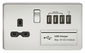 Knightsbridge SFR7USB4PC Screwless 13A Switch Socket + 4xUSB 5.1A - Polished Chrome + Black Insert - westbasedirect.com