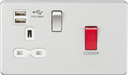 Knightsbridge SFR8333UBCW 45A DP Switch + 13A Switched Socket + 2xUSB (2.4A) - Brushed Chrome + White Insert - westbasedirect.com