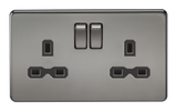 Knightsbridge SFR9000BN Screwless 13A 2G DP Switched Socket - Black Nickel + Black Insert - westbasedirect.com
