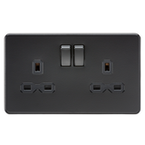 Knightsbridge SFR9000MBB Screwless 13A 2G DP Switched Socket - Matt Black + Black Rocker - westbasedirect.com