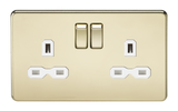 Knightsbridge SFR9000PBW Screwless 13A 2G DP Switched Socket - Polished Brass + White Insert - westbasedirect.com